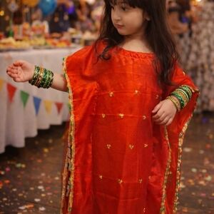 Hand Embroidered Girls Party Dress | Sequins & Beads | Eid & Birthday Outfit | A